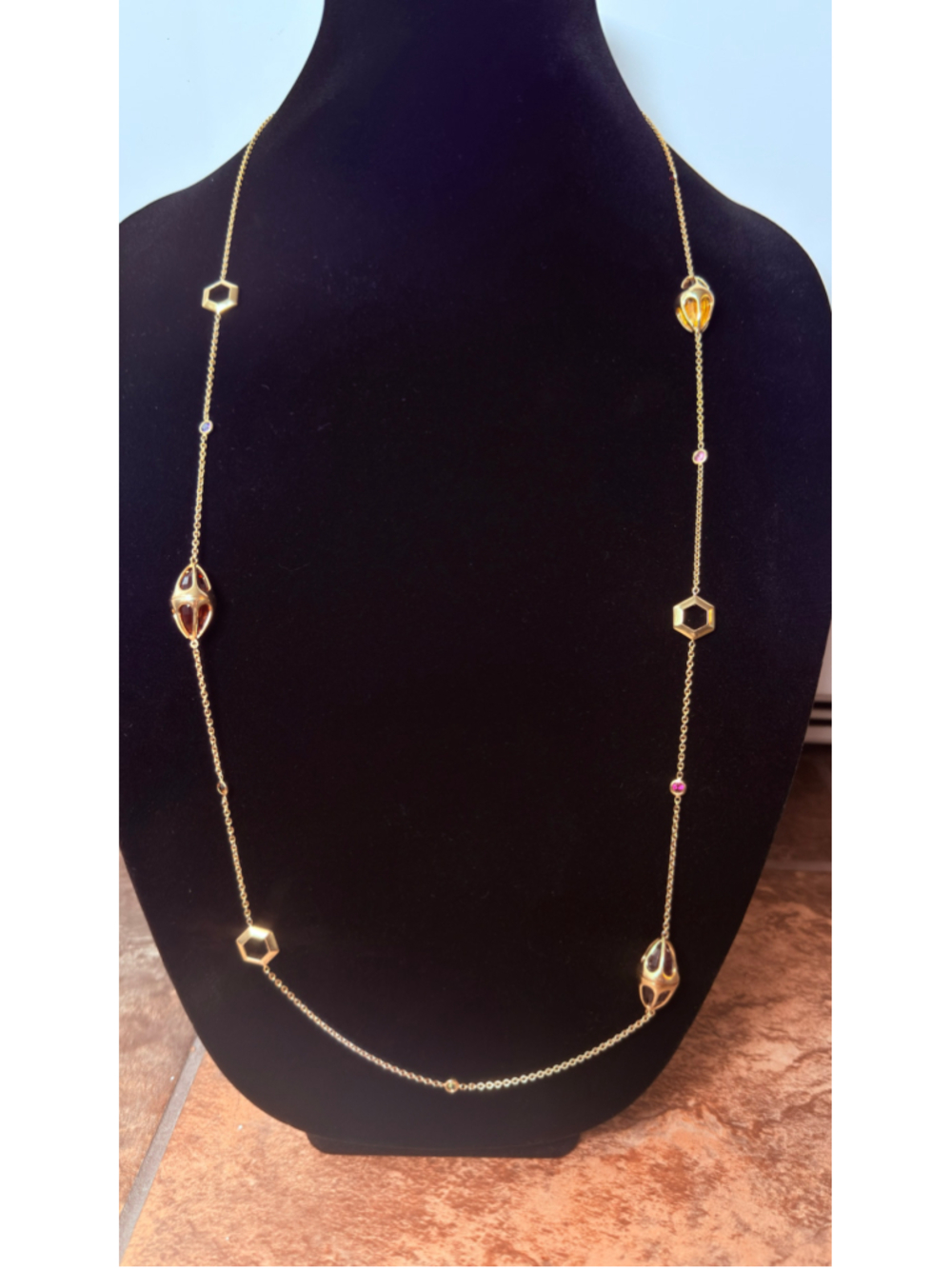 Baccarat Medicis Gold Vermeil 925 Sterling Silver 38" Station Necklace $1150 - Picture 9 of 10